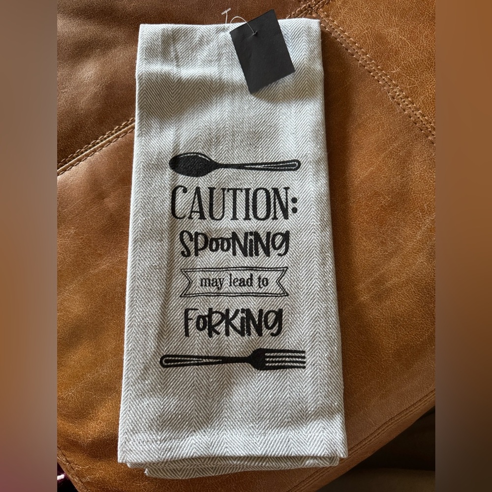 New When Spooning May Lead To Forking Dish Towel Gray Black